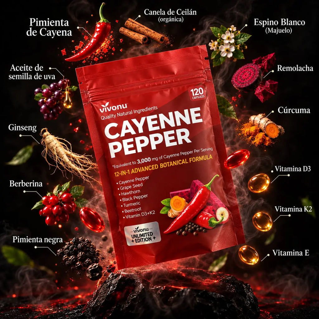 120 Cápsulas - 12 en 1 Cayenne Pepper